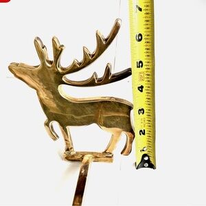 Vintage Pottery Barn Solid Brass Reindeer Stocking Holder